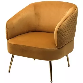 Кресло MUSSELS BLUVEL-68 желтый, велюр / золотой каркас М-City M-City