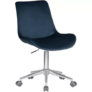 Кресло офисное (синий велюр (1922-20), хромированная сталь) Dobrin 9518-LM DORA DORA, цвет сиденья синий основания сталь