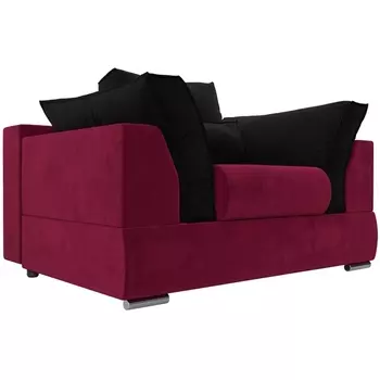 Кресло Пекин (основа микровельвет бордовый, подушки микровельвет черный) Лига Диванов 116020