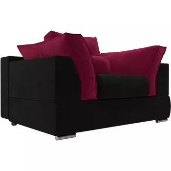 Кресло Пекин (основа микровельвет черный, подушки микровельвет бордовый) Лига Диванов 116030