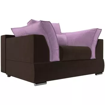 Кресло Пекин (основа микровельвет коричневый, подушки микровельвет сиреневый) Лига Диванов 116027