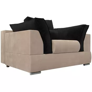 Кресло Пекин (основа велюр бежевый, подушки велюр черный) Лига Диванов 116010