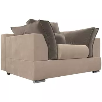 Кресло Пекин (основа велюр бежевый, подушки велюр коричневый) Лига Диванов 116007