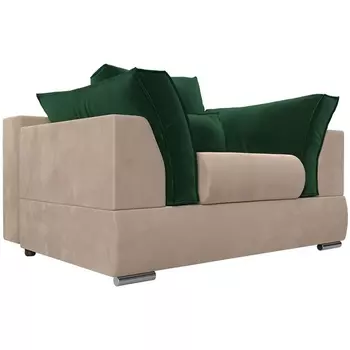 Кресло Пекин (основа велюр бежевый, подушки велюр зеленый) Лига Диванов 116006