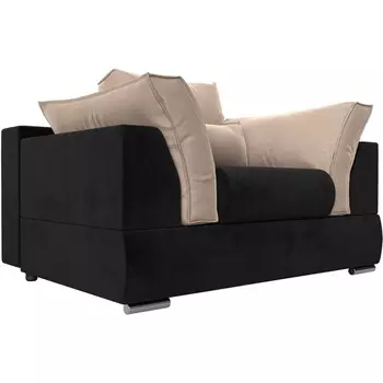 Кресло Пекин (основа велюр черный, подушки велюр бежевый) Лига Диванов 116017