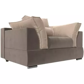 Кресло Пекин (основа велюр коричневый, подушки велюр бежевый) Лига Диванов 116014