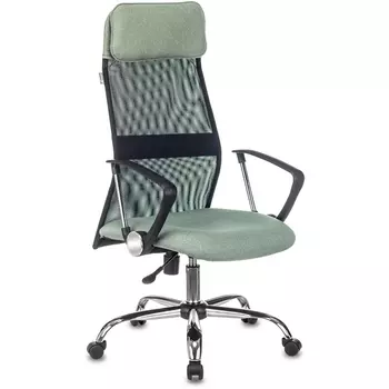 Кресло руководителя Бюрократ KB-6N черный TW-01 сиденье зеленый 38-407 сетка/ткань с подголов. крестовина металл хром (Бюрократ)