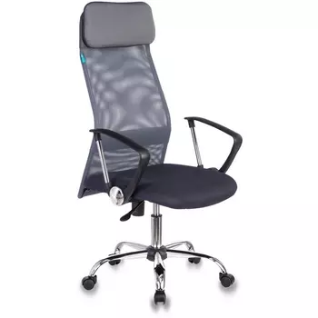 Кресло руководителя Бюрократ KB-6N темно-серый TW-04 TW-12 сетка/ткань с подголов. крестовина металл хром