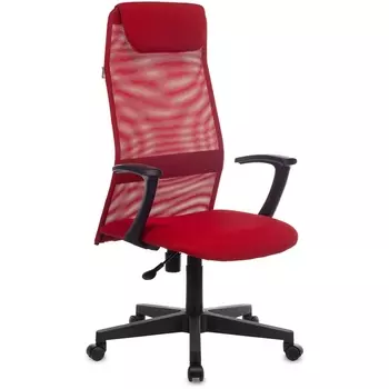 Кресло руководителя Бюрократ KB-8 красный TW-35N TW-97N сетка/ткань с подголов. крестовина пластик (Бюрократ)