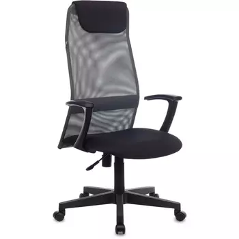 Кресло руководителя Бюрократ KB-8 темно-серый TW-04 TW-12 сетка/ткань с подголов. крестовина пластик