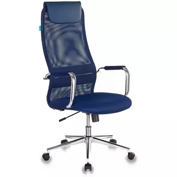 Кресло руководителя Бюрократ KB-9N синий TW-05N TW-10N сетка/ткань с подголов. крестовина металл хром