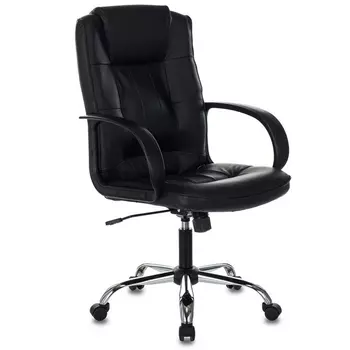 Кресло руководителя Бюрократ T-800N черный кожа крестовина металл хром