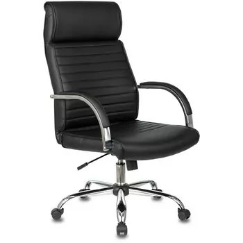 Кресло руководителя Бюрократ T-8010N черный эко.кожа крестовина металл хром