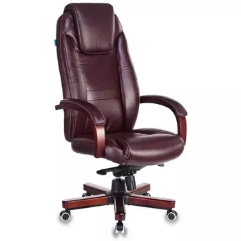 Кресло руководителя Бюрократ T-9923WALNUT коричневый кожа крестовина металл/дерево (Бюрократ)