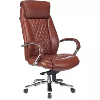 Кресло руководителя Бюрократ T-9924SL светло-коричневый Leather Eichel кожа крестовина металл хром (Бюрократ)