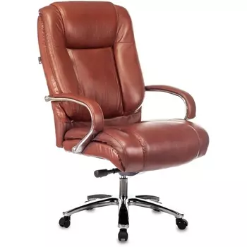 Кресло руководителя Бюрократ T-9925SL светло-коричневый Leather Eichel кожа крестовина металл хром