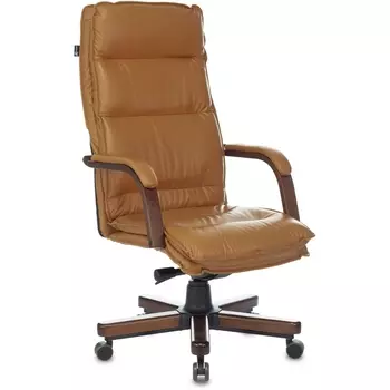 Кресло руководителя Бюрократ T-9927WALNUT горчичный кожа крестовина металл/дерево (Бюрократ)