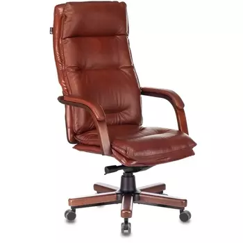 Кресло руководителя Бюрократ T-9927WALNUT светло-коричневый Leather Eichel кожа крестовина металл/дерево (Бюрократ)