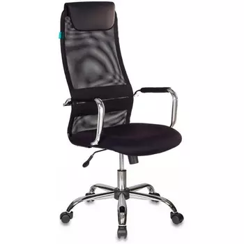 Кресло руководителя черный TW-01 TW-11 сетка с подголов. крестов. металл хром Бюрократ KB KB-9/BLACK