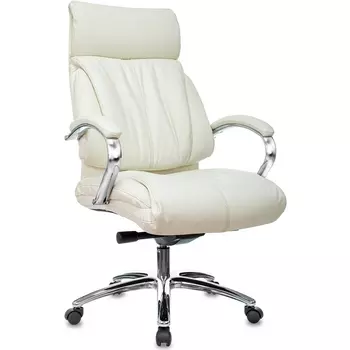 Кресло руководителя T-9904NSL слоновая кость кожа крестовина металл хром (Бюрократ)