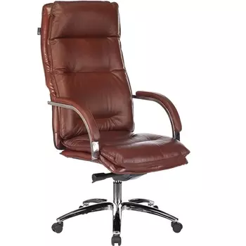 Кресло руководителя T-9927SL светло-коричневый Leather Eichel кожа крестовина металл хром (Бюрократ)