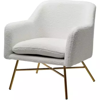 Кресло SHEEP NINI-01 Белый, teddy / золотой каркас М-City M-City
