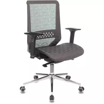 Кресло серый KF-4 сетка крестовина металл хром Бюрократ Sirius GREY-KF4