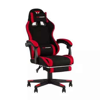 Кресло спортивное TopChairs Prophet с оттоманкой ткань черно-красный арт.УТ000039482