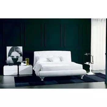 Кровать (3147PN) 180x200 (TR505 белый кат.В, экокожа, LO79 белые ноги) M-City Alexia 3147PN