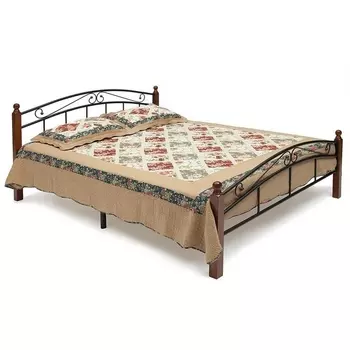 Кровать AT-8077 красный дуб/черный (дерево гевея/металл) Tetchair 4988 5420