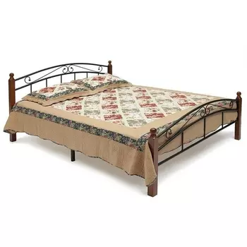 Кровать AT-8077 красный дуб/черный (дерево гевея/металл) Tetchair 4988 5518