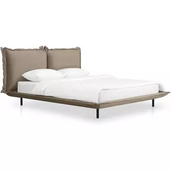 Кровать Barcelona ОГОГО (арт.649331), (Велюр,Экокожа/Бежевый,Светло-коричневый) ОГОГО Обстановочка!