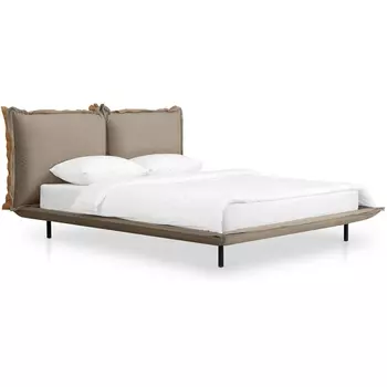 Кровать Barcelona ОГОГО (арт.649332), (Экокожа,Велюр/Светло-коричневый) ОГОГО Обстановочка!