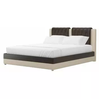 Кровать Камилла (основа экокожа коричневая, компаньон экокожа бежевая) Лига Диванов 101315