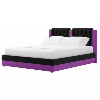 Кровать Камилла (основа микровельвет черный, компаньон микровельвет фиолетовый) Лига Диванов 101312