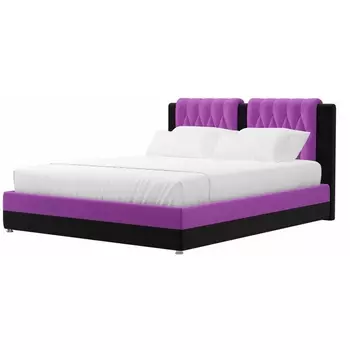 Кровать Камилла (основа микровельвет фиолетовый, компаньон микровельвет черный) Лига Диванов 101311