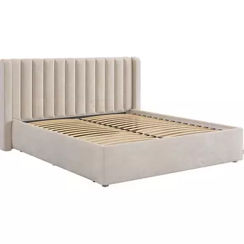 Кровать с основанием Ева 160х200 см Mebelson (ДСП,ЛДСП,Велюр/Кремовый) арт.ZO.KM1.6-23.2081