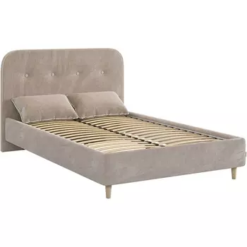 Кровать с основанием Лео 120х200 см Mebelson (ДСП,Дерево,Велюр/Латте,Капучино) арт.KM1.2-19.2765