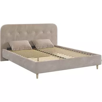 Кровать с основанием Лео 160х200 см Mebelson (ДСП,Дерево,Велюр,Металл/Латте,Капучино) арт.KM1.6-19.2765