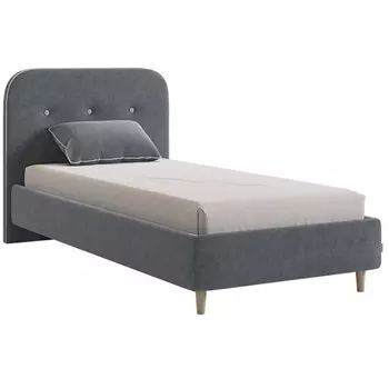 Кровать с основанием Лео 90х200 см, цвет графит (велюр)/галька (велюр) Mebelson (арт.KM0.9-19.2346)