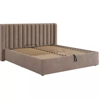 Кровать с подъемным механизмом Ева 160х200 см Mebelson (ДСП,ЛДСП,Велюр/Латте) арт.ZP.KM1.6-23.2763