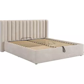 Кровать с подъемным механизмом Ева 160х200 см Mebelson (ДСП,ЛДСП,Велюр/Кремовый) арт.ZP.KM1.6-23.2081