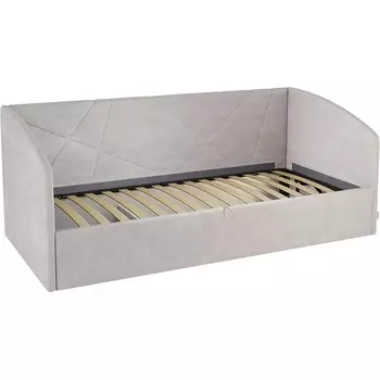 Кровать с подъемным механизмом Квест (Софа) 90х200 см Mebelson (ДСП,ЛДСП,Велюр/Серый) арт.KM.S-17.2173