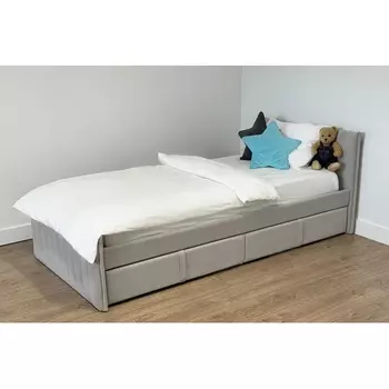 Кровать с ящиками Твикс 90х200 см Mebelson (ДСП,Велюр/Серый) арт.171565,2173