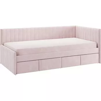 Кровать с ящиками Твикс (Тахта) 90х200 см Mebelson (ДСП,Велюр/Розовый) арт.171564,2172