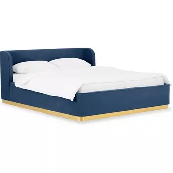 Кровать Vibe 1600 ОГОГО (арт.748487), (Шенилл,Ткань/Синий) ОГОГО Обстановочка!