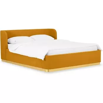 Кровать Vibe 1600 ОГОГО (арт.748490), (Ткань,Шенилл/Желтый) ОГОГО Обстановочка!