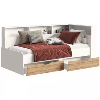 Кровать Woodville Амер 190х80 белый / дуб вотан арт.602817