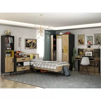 Кровать Woodville Нобира антрацит / дуб ирландский комплектация 2