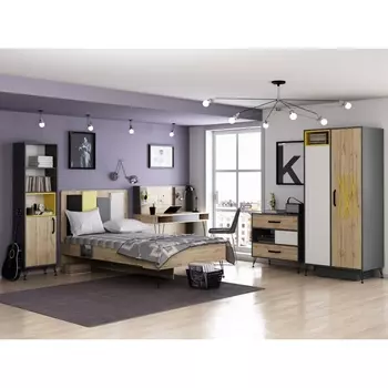 Кровать Woodville Нобира антрацит / дуб ирландский комплектация 1